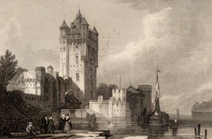 Las Torres Góticas de Ellfield, grabado por E.I. Roberts, ilustración de 